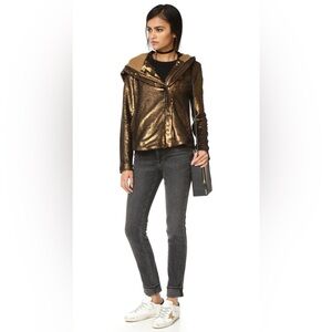 Free People Sequin Terra Cotta Bronze Hoodie Jacket
